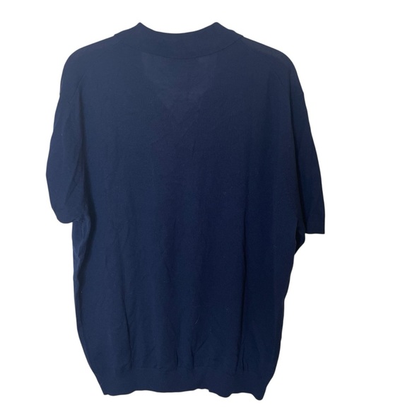 NEW Collars & Co Navy Blue Bellagio Buttonless Short Sleeve Merino Polo XL - Picture 3 of 7